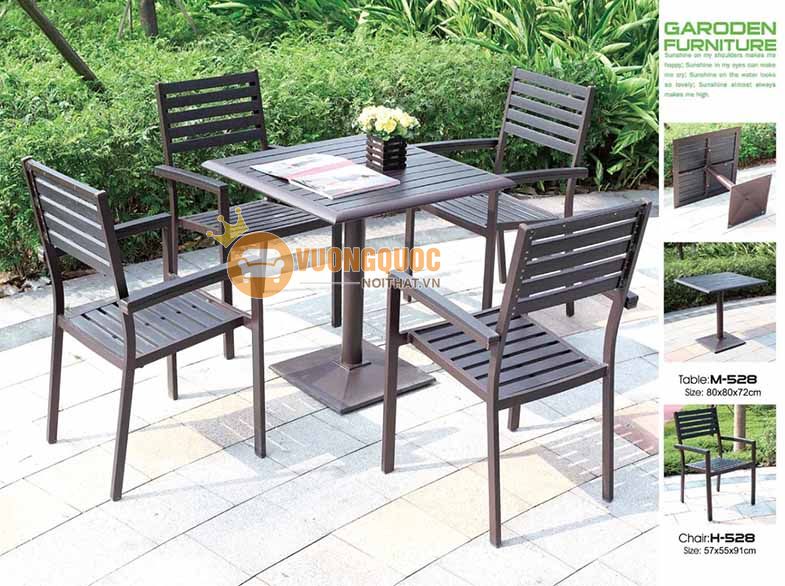 Bộ bàn ghế sân vườn nhập khẩu màu đen sang trọng ZX M528H528-2
